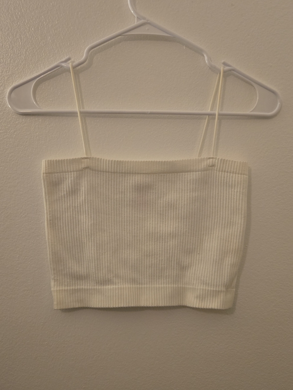 Cream Ribbed Crop Tank Top